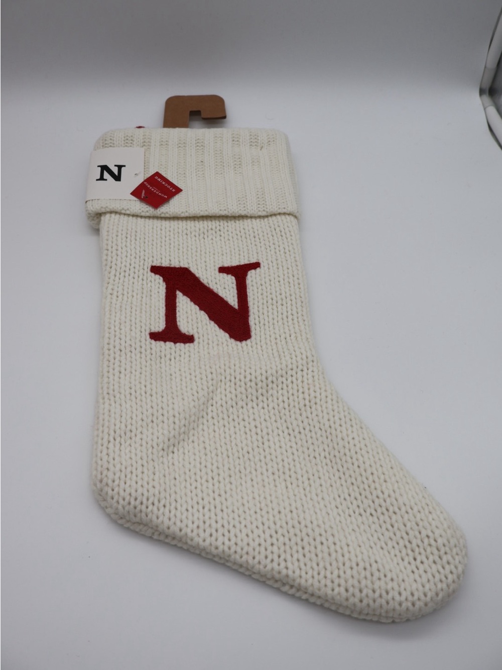 Target Cream Knit Holiday Stocking with Red 'N' Applique